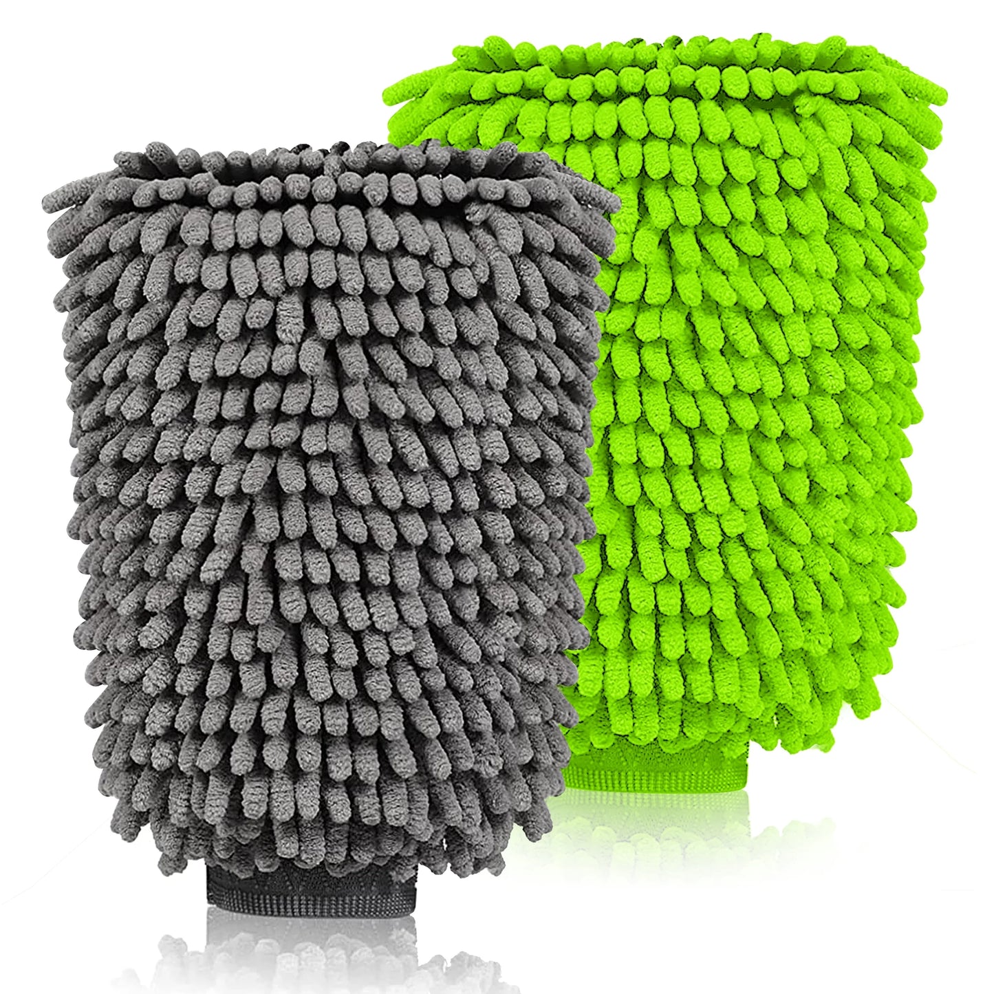 2Pcs Chenille Microfiber Premium Car Wash Mitt Scratch-Free Auto Wash Mitt