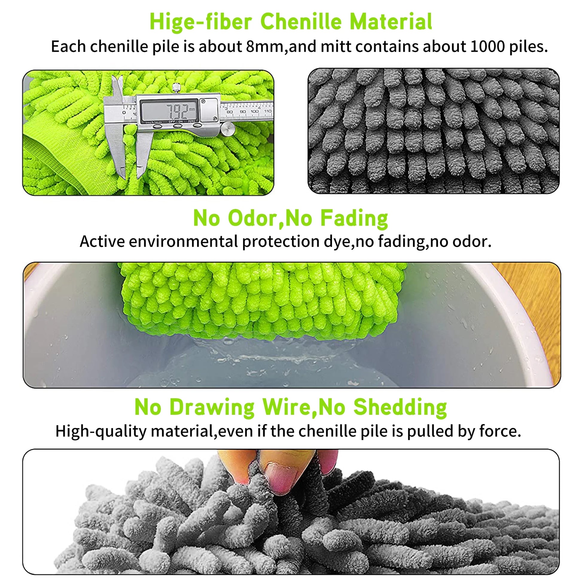 2Pcs Chenille Microfiber Premium Car Wash Mitt Scratch-Free Auto Wash Mitt